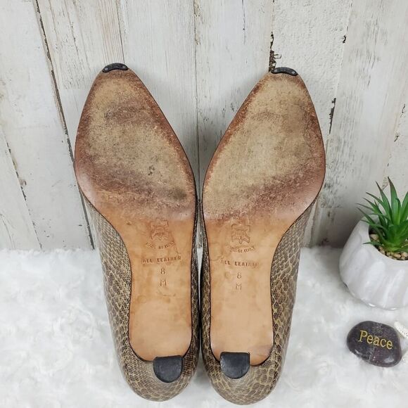 Saks Fifth Avenue Tan Heels with Elegant Perforated Design - Picture 7 of 10